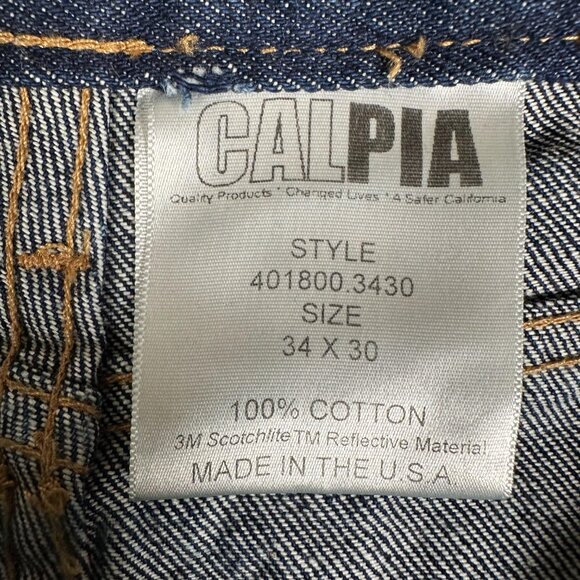 CALPIA Jeans Men Size W34 L30 Reflective Visibility Safe 100% Cotton Made in USA - Picture 7 of 9